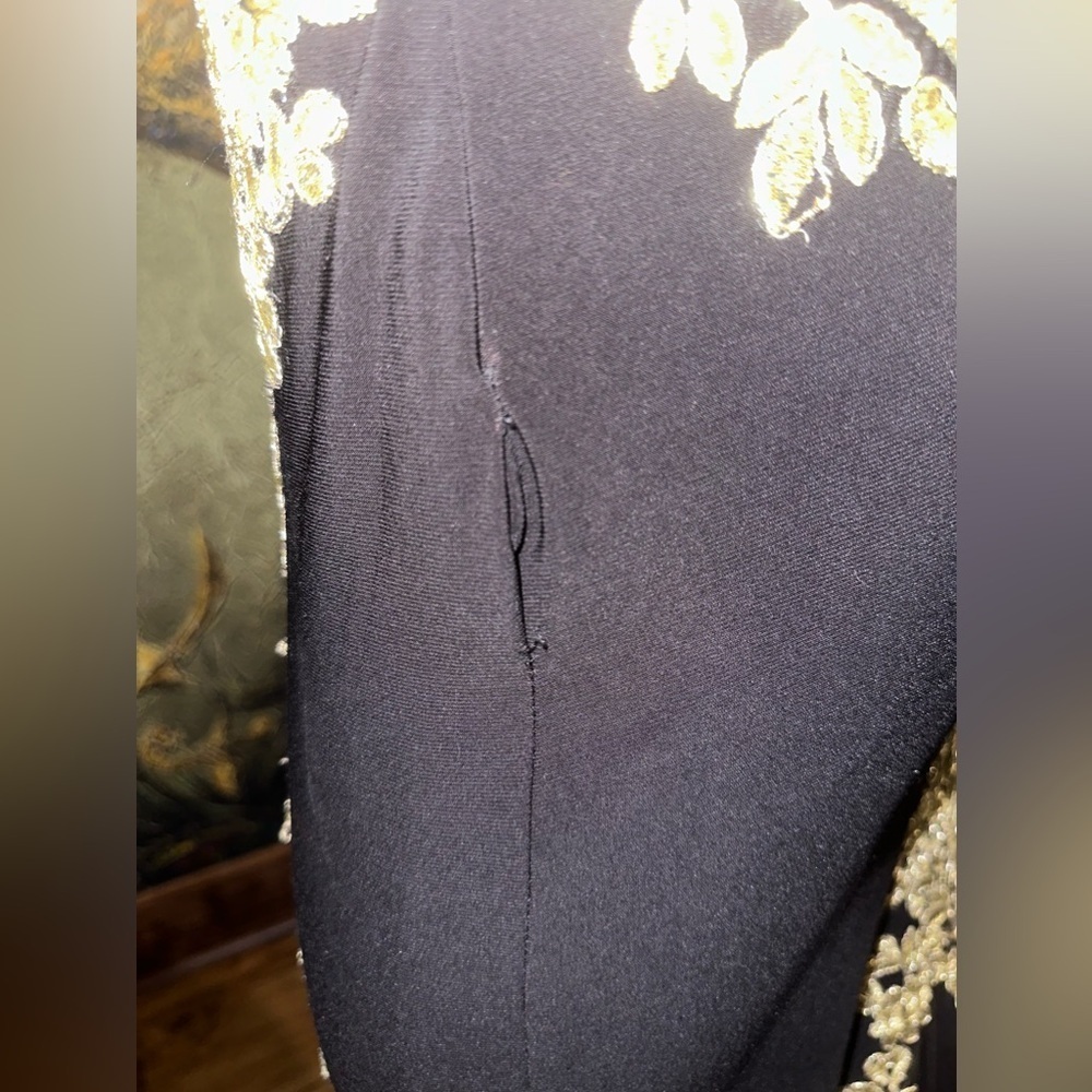 Besty & Adams Gold Embroidery Black Formal Gown Dress 0 - Picture 12 of 16
